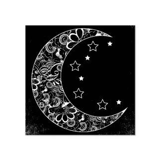 Dekorativer Mond und Sterne Gummistempel