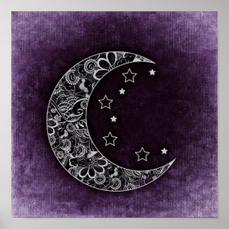 Dekorativer Mond und Sterne Poster
