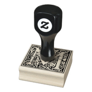 Dekorativer Monogrammbuchstabe M Gummistempel