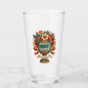 Dekorativer Pokal "Beste Schwester" mit Namen Glas