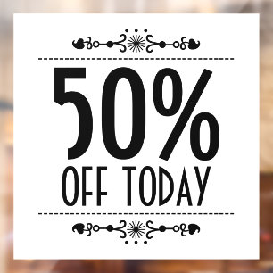 Dekorativer Rabatt Fensteraufkleber