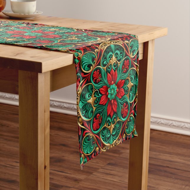 Dekorativer Red Green Holiday Table Runner Mittelgroßer Tischläufer (Beispiel)