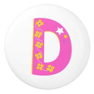 Dekorativer rosa Buchstabe D mit Monogramm Griffkn Keramikknauf