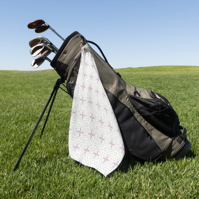 Dekorativer rosa Stern geometrisch gemustert  Golfhandtuch (Gras)
