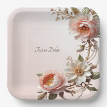 Dekorativer rosa und weißer Blumen-Papierteller