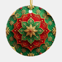 Dekorativer roter grüner Feiertags-Schmuck Keramik Ornament
