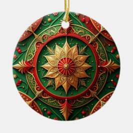 Dekorativer roter grüner Feiertags-Schmuck Keramik Ornament