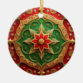 Dekorativer roter grüner Feiertags-Schmuck Keramik Ornament