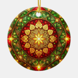 Dekorativer roter grüner Feiertags-Schmuck Keramik Ornament