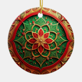 Dekorativer roter grüner Feiertags-Schmuck Keramik Ornament
