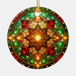 Dekorativer roter grüner Feiertags-Schmuck Keramik Ornament