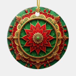 Dekorativer roter grüner Feiertags-Schmuck Keramik Ornament