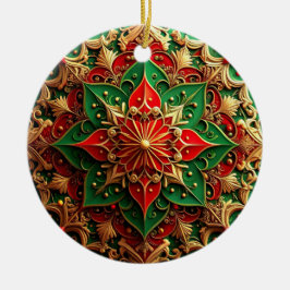 Dekorativer roter grüner Feiertags-Schmuck Keramik Ornament
