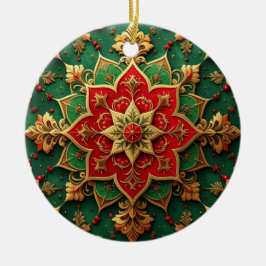 Dekorativer Roter Grüner Feiertags-Schmuck Keramik Ornament