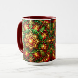 Dekorativer roter grüner Feiertagsbecher Tasse
