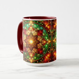 Dekorativer roter grüner Feiertagsbecher Tasse