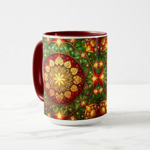 Dekorativer roter grüner Feiertagsbecher Tasse