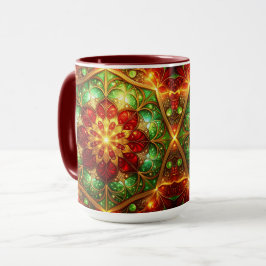 Dekorativer roter grüner Feiertagsbecher Tasse