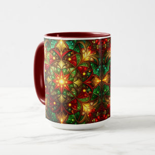Dekorativer roter grüner Feiertagsbecher Tasse
