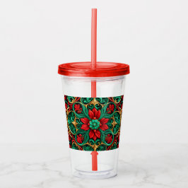 Dekorativer roter grüner Holiday Acrylic Tumbler Acryltrinkbecher