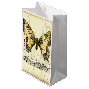 Dekorativer Schmetterling mit Wildblumen Kleine Geschenktüte