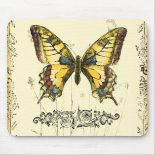 Dekorativer Schmetterling mit Wildblumen Mousepad