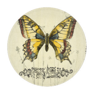 Dekorativer Schmetterling mit Wildblumen Schneidebrett