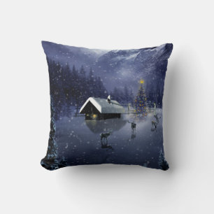 Dekorativer Schnee Blau & Weißer Ball Frohe Weihna Kissen