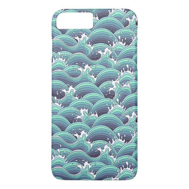 Dekorativer Seewellen-Hintergrund Case-Mate iPhone Hülle (Rückseite)