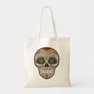 Dekorativer Sonnenblumeschädel Dia de Los Muertos Tragetasche