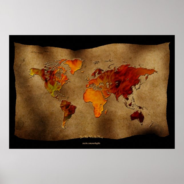 Dekorativer Spaß "Ye Olde Worlde Map" Art Poster (Vorne)