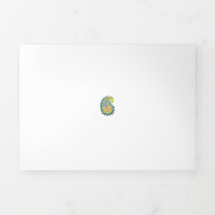 Dekorativer Stil, dunkelblau grün, Wattle Dreifach Gefaltete Karte