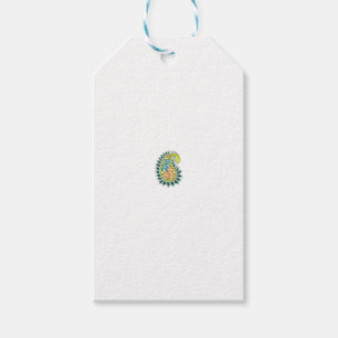 Dekorativer Stil, dunkelblau grün, Wattle Geschenkanhänger