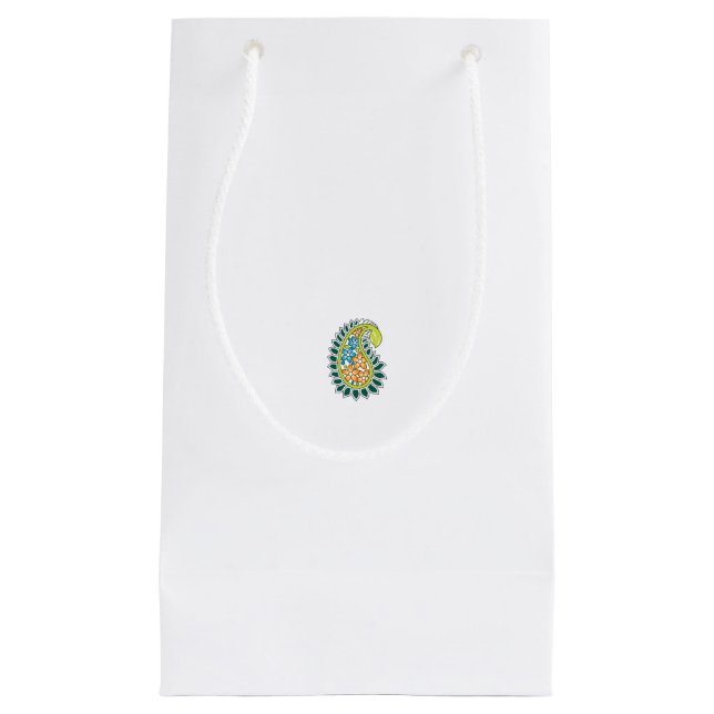 Dekorativer Stil, dunkelblau grün, Wattle Kleine Geschenktüte (Vorderseite)