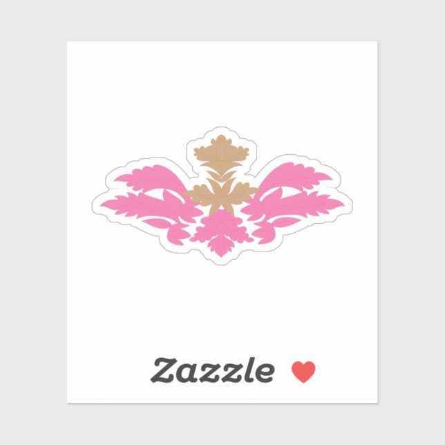 Dekorativer Stil, heiß rosa, antikes Glas Aufkleber (Blatt)