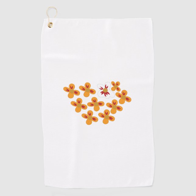 Dekorativer Stil, trübe Orange, Cornell Rot Golfhandtuch (Vorderseite)