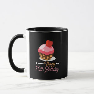 Dekorativer süßer 70. Geburtstag Schokoladenkuchen Tasse