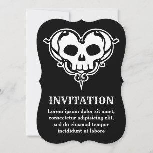 Dekorativer Totenkopf Herz Einladung