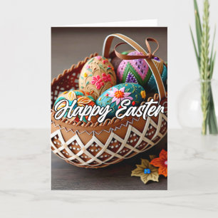 Dekorativer und farbenfroher Happy Oaster Basket Feiertagskarte