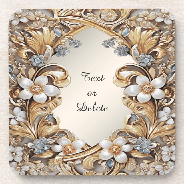 Dekorativer Untersetzer aus weißem, blumenhartem K (Vorderseite)