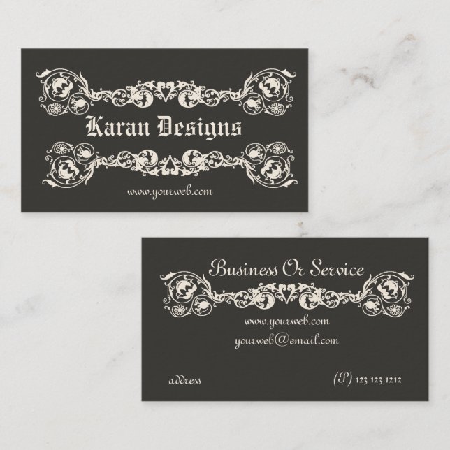 Dekorativer verzierter klassischer königlicher visitenkarte (Vorne/Hinten)