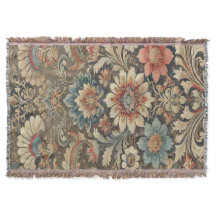 Dekorativer Vintage-Blumenbrokat in warmer erdiger