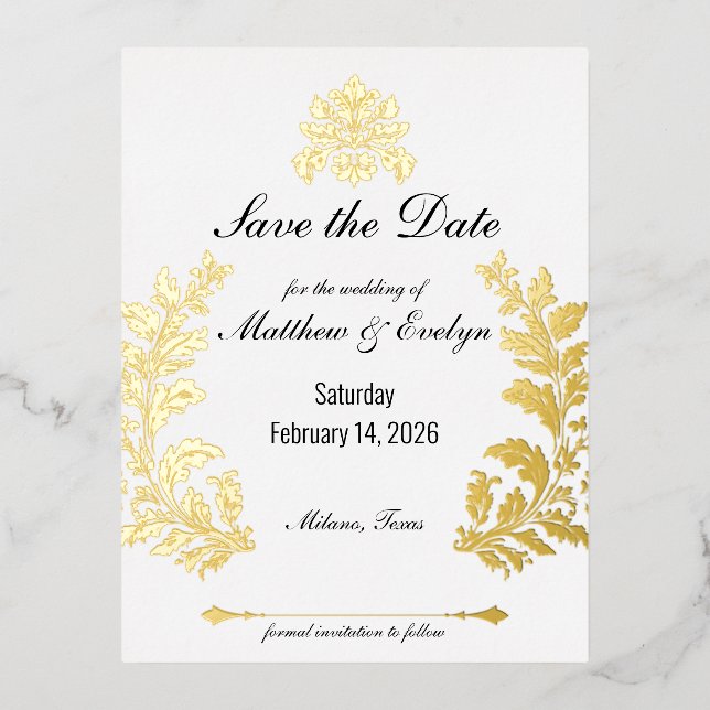 Dekorativer Vintager Stil Folie Einladungspostkarte (Vorderseite)