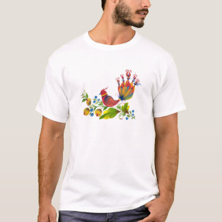 Dekorativer Vogel mit Blumen und Beeren T-Shirt