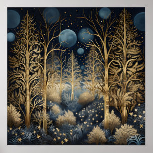 Dekorativer Weihnachtswald Poster