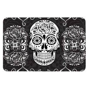 Dekorativer Zucker Skull Schwarz-weiß Gothic Grung Magnet