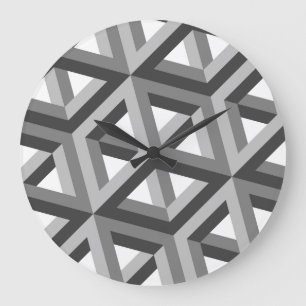Dekoratives 3D-Hexagons-Muster Große Wanduhr