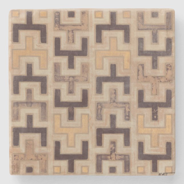 Dekoratives afrikanisches Mudcloth-Muster Steinuntersetzer (Vorderseite)