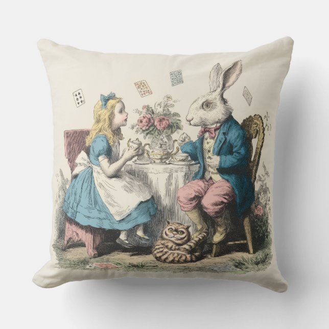 Dekoratives Alice im Wunderland Kissen (Vorderseite)
