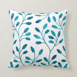Dekoratives aquamarines blaues Blumenmuster des Kissen